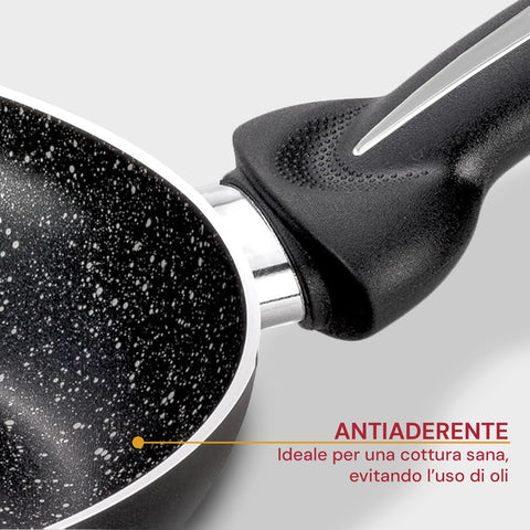 Padella Antiaderente Effetto Pietra in Alluminio – Ø16/18/26 cm