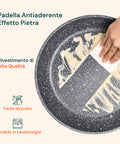 Padella antiaderente effetto pietra con rivestimento di alta qualità, facile da pulire e lavabile in lavastoviglie