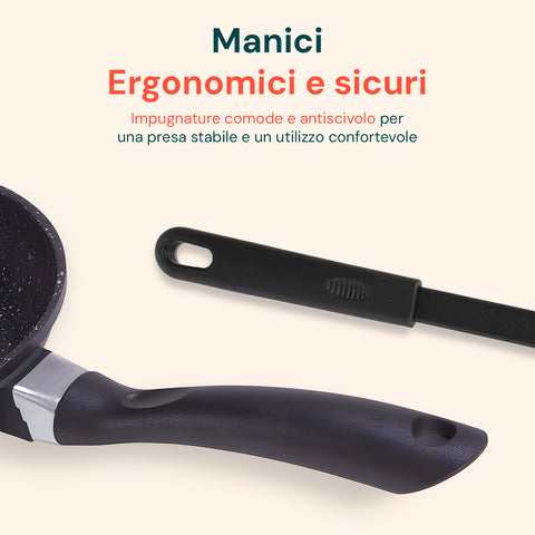 Manici ergonomici e sicuri con impugnature comode e antiscivolo per una presa stabile e utilizzo confortevole