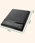 Piastra induzione Wintem dimensioni compatte 22x40x4 cm, design elegante nero con pannello controlli touch, perfetta per ogni cucina