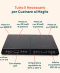 Piastra doppia a induzione Wintem tutto il necessario per cucinare al meglio: 2 piani cottura indipendenti, timer fino a 4 ore, display LCD
