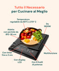 Piastra induzione Wintem tutto il necessario per cucinare al meglio: temperatura regolabile 80-270°C, timer fino a 3 ore, 8 livelli potenza