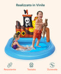 Piscina Gonfiabile a Forma di Nave Pirata con Giochi e Accessori per Bambini 140x130cm Ean-6942138934519