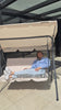 Dondolo da Giardino 3 Posti in Acciaio con Tettoia Regolabile e Cuscini Beige Ean-8023755056797