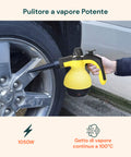 Pulitore a Vapore Portatile 100° 1050W Serbatoio 350ml con Riscaldamento Rapido e 7 Accessori Inclusi, Giallo  e Nero Ean 8059300010181