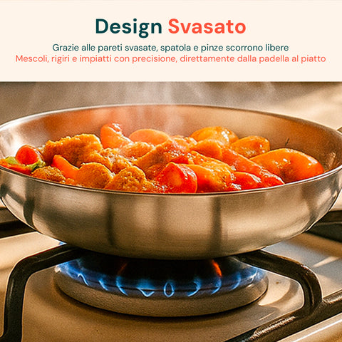 Padella Svasata Alta in Alluminio con Manico Inox – Vari Formati