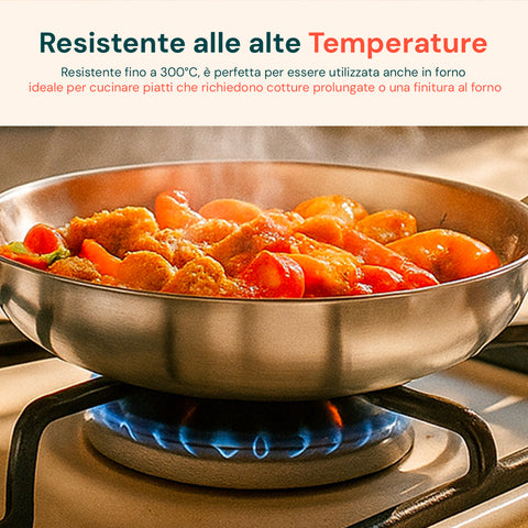 Padella Svasata Alta in Alluminio con Manico in Acciaio Inox 28cm