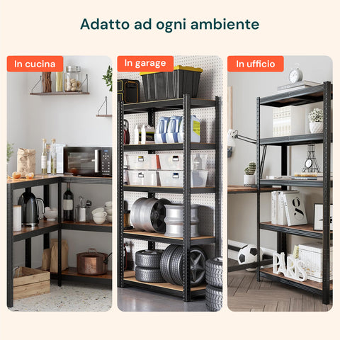 Scaffale KOMBO adatto a ogni ambiente: cucina per dispensa, garage per attrezzi e ufficio per documenti, versatile multifunzione