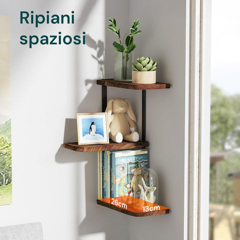 Scaffale a Muro 3 Ripiani da 3Kg Max – Stile Rustico con Design Modulare