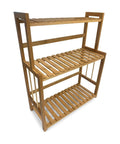Scaffale organizer 3 ripiani in bambù naturale 42x18x53cm con portata 20kg per ripiano, design moderno salvaspazio multiuso