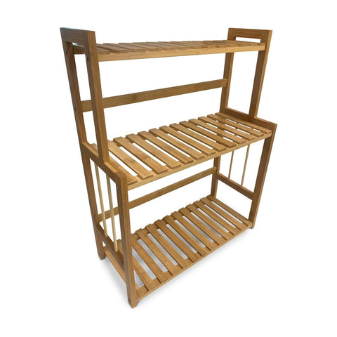 Scaffale Organizer 3 Ripiani in Bambù Salvaspazio Multiuso per Casa e Ufficio