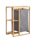 Avilia Scaffale Portabiancheria in Bambù con 2 Ripiani e Cestino in Stoffa Salvaspazio Multiuso Design Naturale Ean 8056819050110