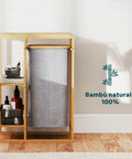 Avilia Scaffale Portabiancheria in Bambù con 2 Ripiani e Cestino in Stoffa Salvaspazio Multiuso Design Naturale Ean 8056819050110