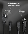 Versatilità 3-in-1 scaldavivande: doppia presa 220V casa/ufficio e 12V/24V auto/camion, cavi inclusi per ogni utilizzo