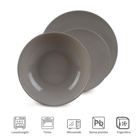 Avilia Servizio 18 Piatti in Porcellana Resistenti con Design Moderno Elegante Raffinato Tortora Ean-8056897152942