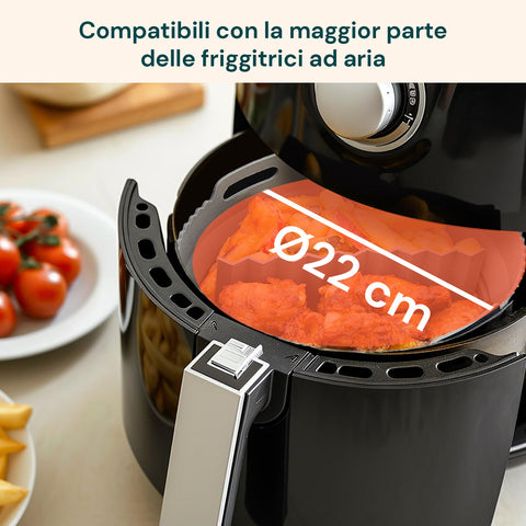 Set 2 Cestini in Silicone per Friggitrice ad Aria – Accessori Pieghevoli Ø22 cm