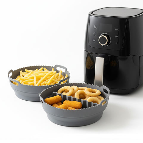 Set 2 Cestini in Silicone per Friggitrice ad Aria – Accessori Pieghevoli Ø22 cm