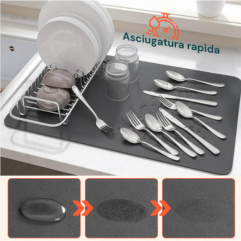 Scolapiatti in Poliestere e Spugna – Set 2 Tappetini Assorbenti per Casa e Cucina