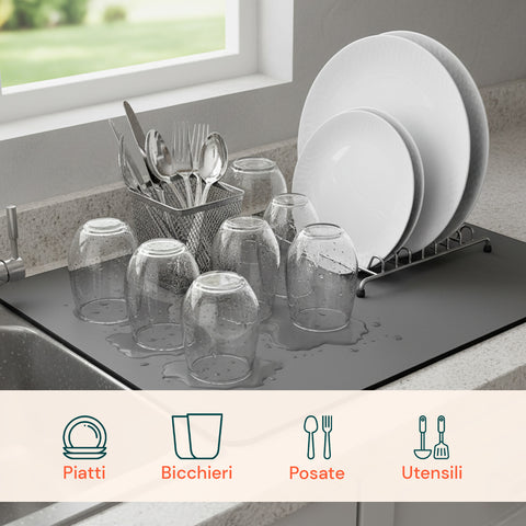 Scolapiatti in Poliestere e Spugna – Set 2 Tappetini Assorbenti per Casa e Cucina