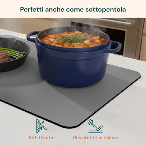 Scolapiatti in Poliestere e Spugna – Set 2 Tappetini Assorbenti per Casa e Cucina