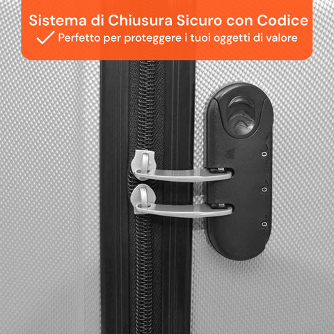 Set 3 Trolley Con Manico Telescopico E Ruote 56/66/76cm Argento