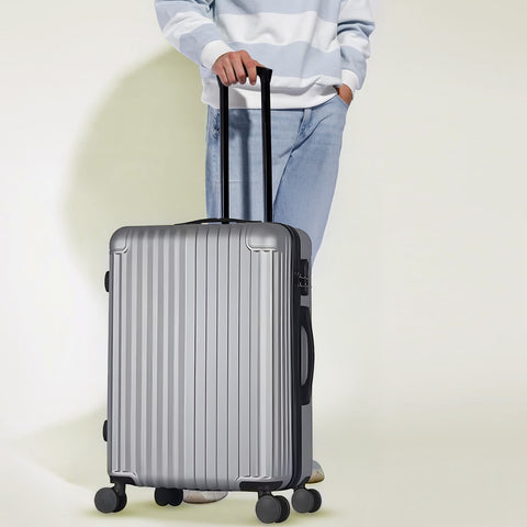 Set 3 Trolley Con Manico Telescopico E Ruote 56/66/76cm Argento