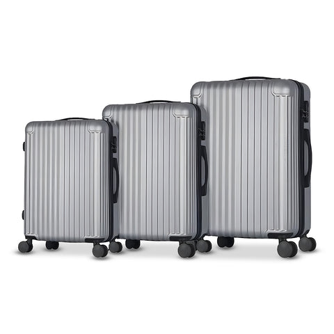 Set 3 Trolley Con Manico Telescopico E Ruote 56/66/76cm Argento