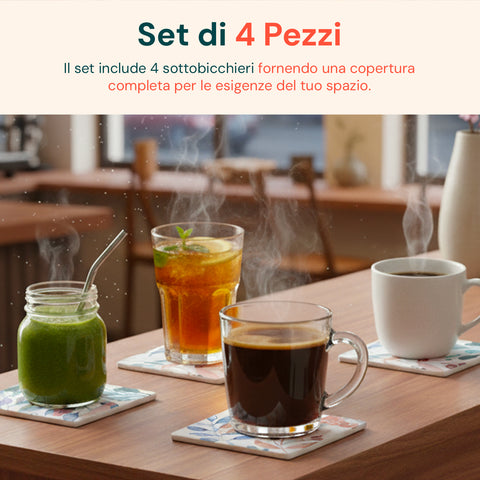 Set 4 Sottobicchieri Quadrati 10x10cm