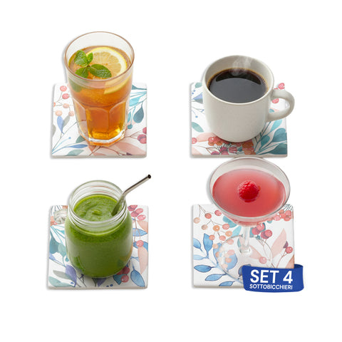 Set 4 Sottobicchieri Quadrati 10x10cm