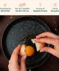 Rivestimento NO STICK del set 2 padelle da 20 e 24cm con spatola inclusa, facile da pulire e antiaderente
