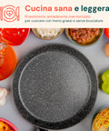 Cucina sana e leggera con rivestimento antiaderente marmorizzato per cuocere con meno grassi e senza bruciature