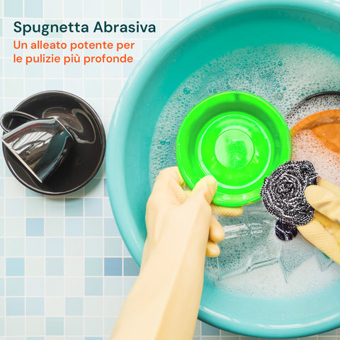 Set Pulizia Ciotole per Animali con Spazzola Gatto e Spugna Abrasiva