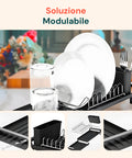 Soluzione modulabile con scolapiatti a componenti separabili per personalizzazione dello spazio cucina secondo le esigenze