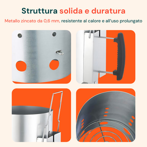 Accenditore Ciminiera Per Barbecue A Carbonella Con Manico Pp