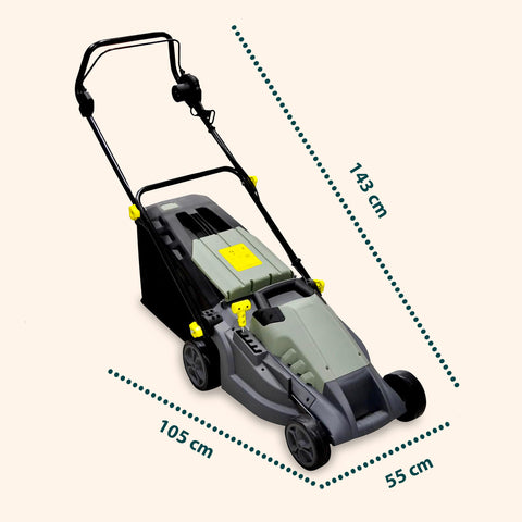 Tosaerba Elettrico 1600W con Regolazione Altezza, Motore AC e Ruote XL