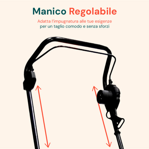 Tosaerba Elettrico 1600W con Regolazione Altezza, Motore AC e Ruote XL