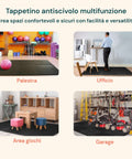 Tappetino antiscivolo multifunzione per palestra, ufficio, area giochi e garage - Set tappeti defaticanti modulari per creare spazi confortevoli e sicuri
