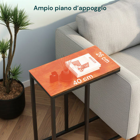 Tavolino da Salotto 40x26x58 cm – Struttura in Ferro con Ripiano in MDF
