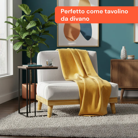 Tavolino da Salotto 40x26x58 cm – Struttura in Ferro con Ripiano in MDF