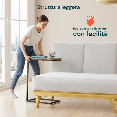 Tavolino da Salotto 40x26x58 cm – Struttura in Ferro con Ripiano in MDF