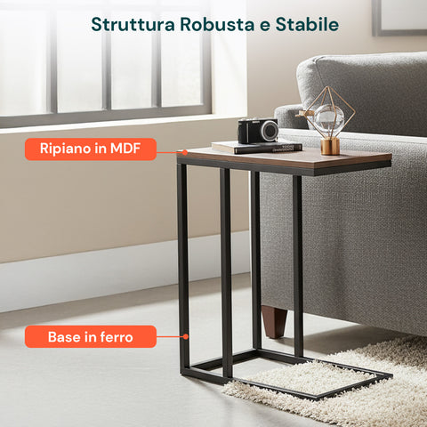 Tavolino da Salotto 40x26x58 cm – Struttura in Ferro con Ripiano in MDF
