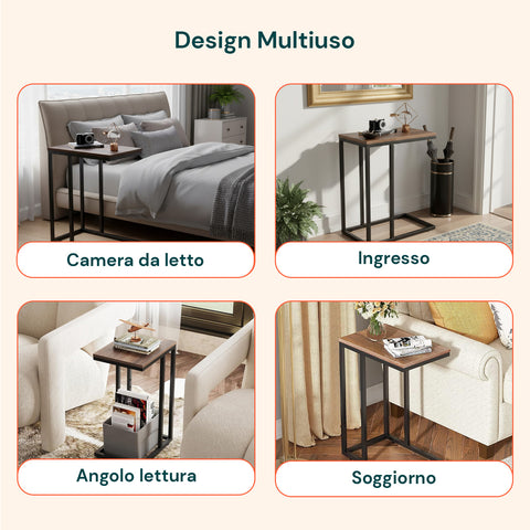 Tavolino da Salotto 40x26x58 cm – Struttura in Ferro con Ripiano in MDF