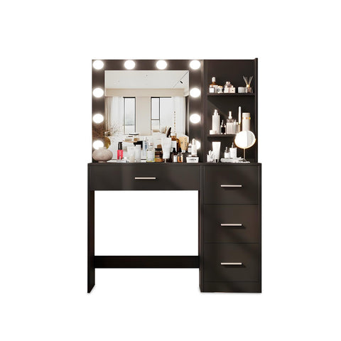Scrivania con Specchio e Luci LED per Make-Up e Organizzazione
