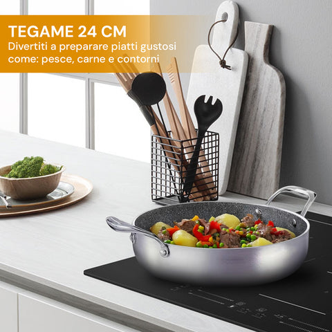 Casseruola Svasata Alta Alluminio Satinato Riciclato – Ø 24/28/32 cm