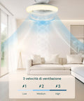 Ventilatore con tre velocità di ventilazione Low Medium High per distribuzione uniforme dell'aria in soggiorno moderno
