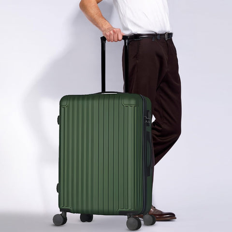 Set 3 Trolley Con Manico Telescopico E Ruote 56/66/76cm Verde