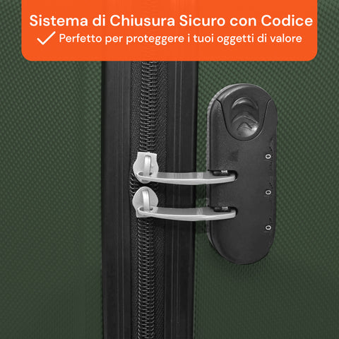 Set 3 Trolley Con Manico Telescopico E Ruote 56/66/76cm Verde