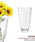 Vaso in Vetro Trasparente 30 cm con Design Nido d'Ape per Casa e Arredamento Ean-8025358206111