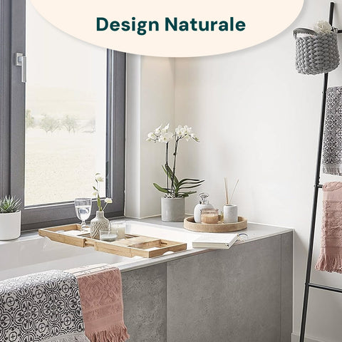 Vassoio Vasca da Bagno in Bambù Estensibile Design Naturale