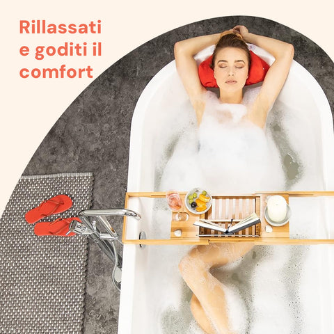 Vassoio Vasca da Bagno in Bambù Estensibile Design Naturale